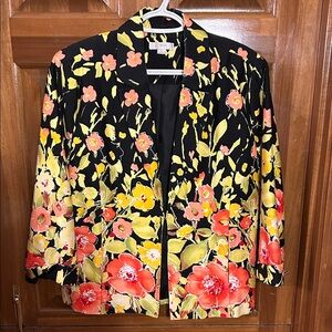 Floral Blazer - Black, Yellow, Red